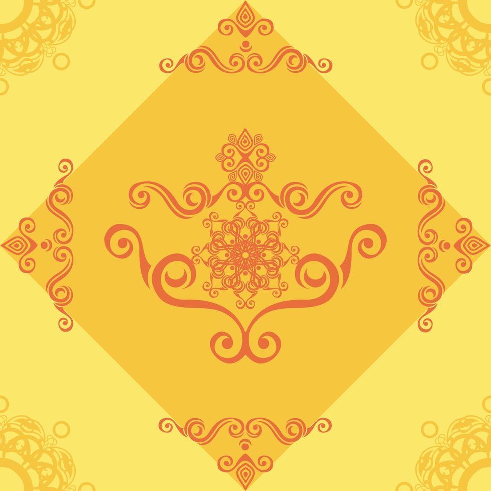 Seamless pattern with yellow ornamental decor vector