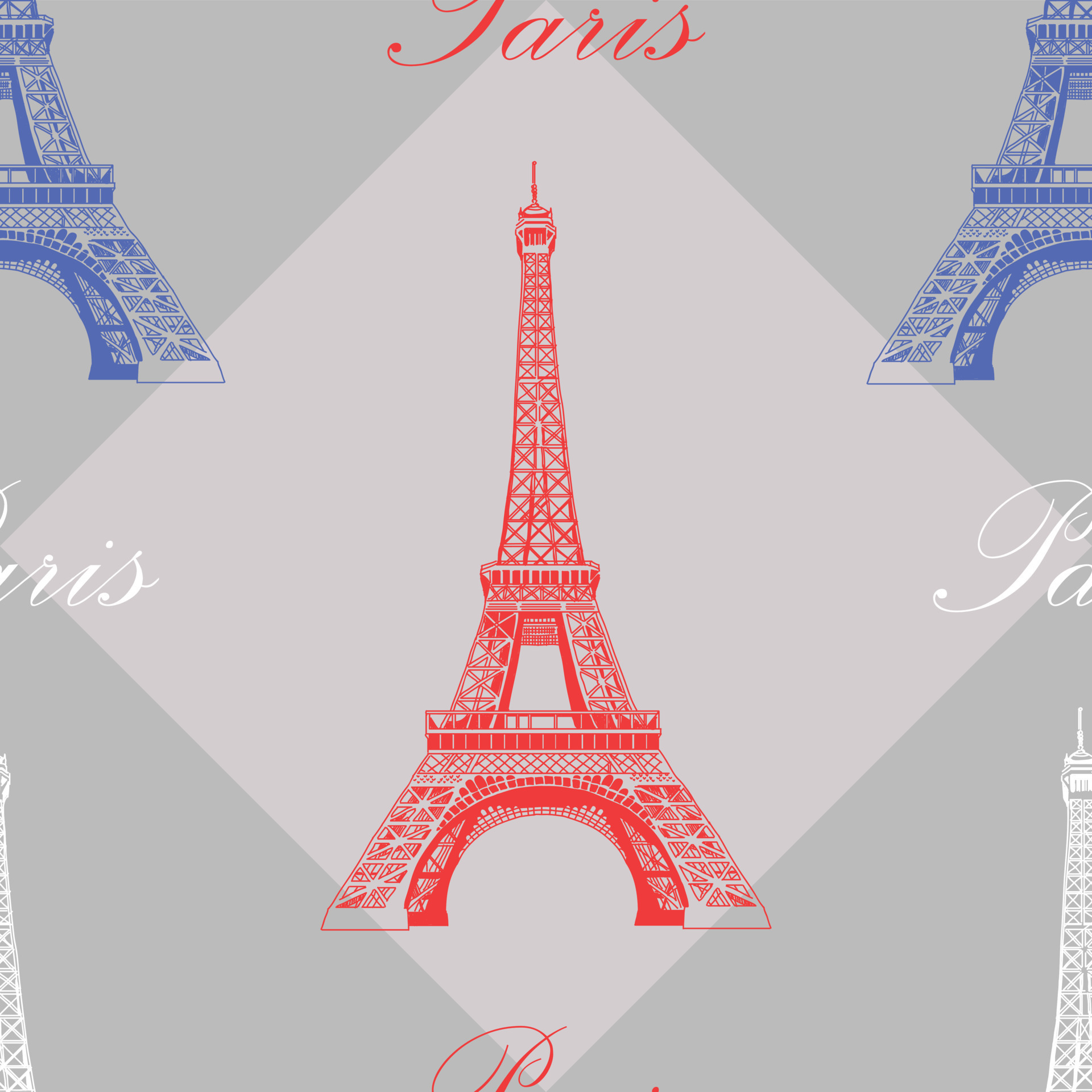 Seamless pattern with Eiffel tower on gray background 11735147 Vector ...
