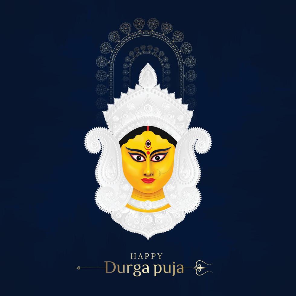 Happy Durga Puja illustrations. Durga Face. Happy Navratr vector