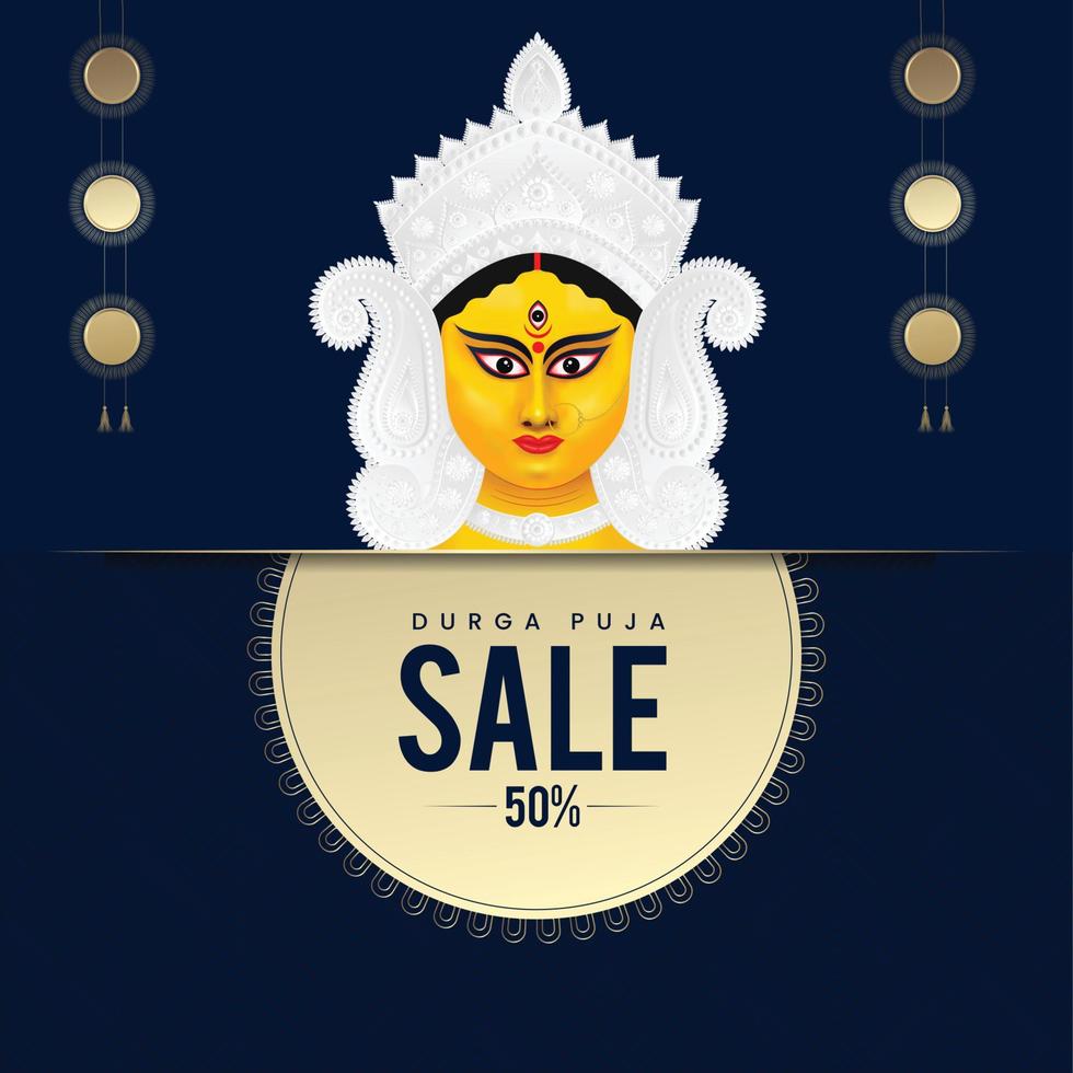 Happy Durga Puja illustrations. Durga Face. Happy Navratr vector