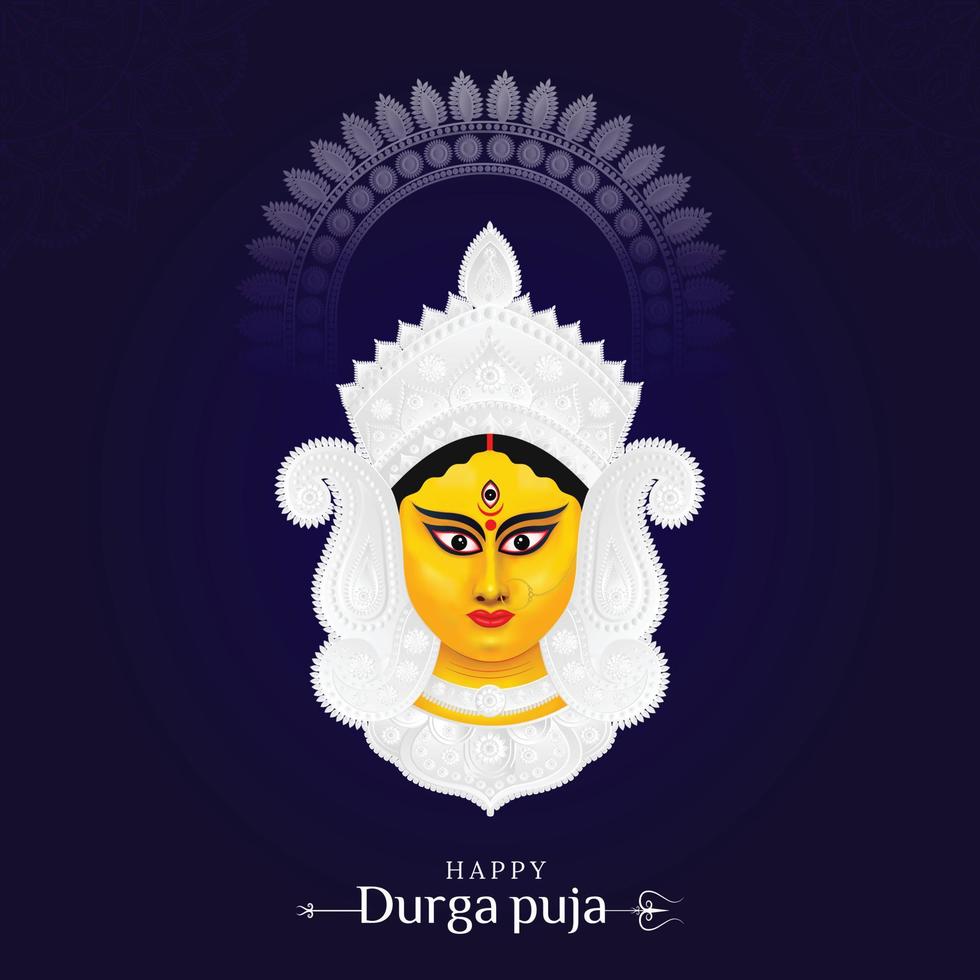 Happy Durga Puja illustrations. Durga Face. Happy Navratr vector