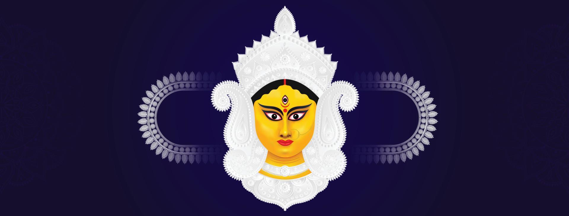 ilustraciones felices de durga puja. cara de durga feliz navidad vector