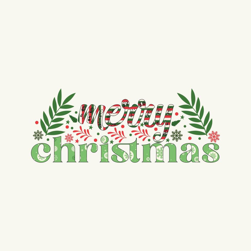 Merry Christmas. Typography Holiday Lettering Design, Printing For T Shirt, Banner, Poster, Mug Etc, Vector Illustration