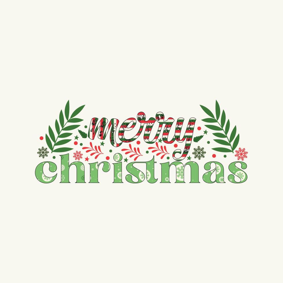 Merry Christmas. Typography Holiday Lettering Design, Printing For T Shirt, Banner, Poster, Mug Etc, Vector Illustration