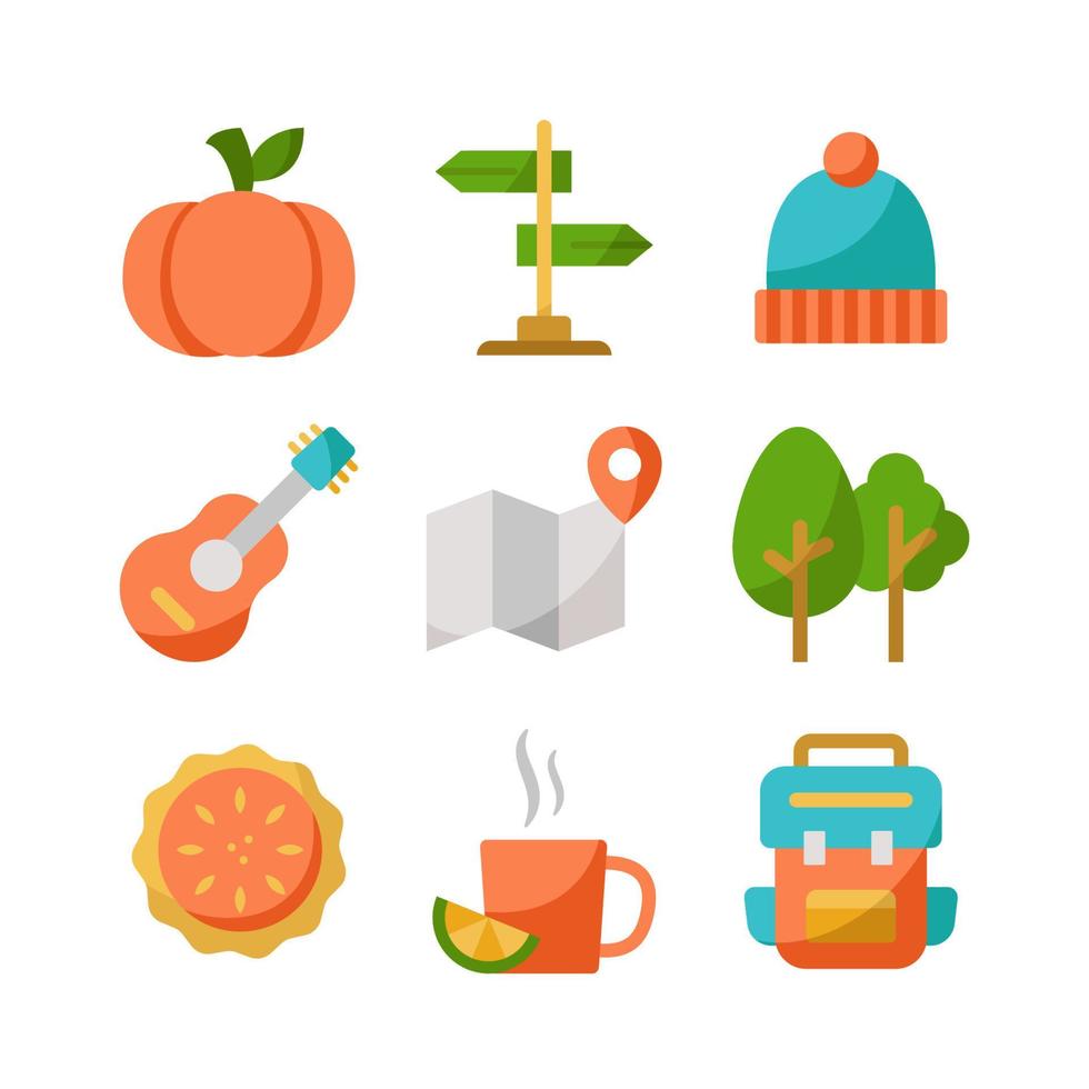 conjunto de iconos de actividad al aire libre de otoño vector