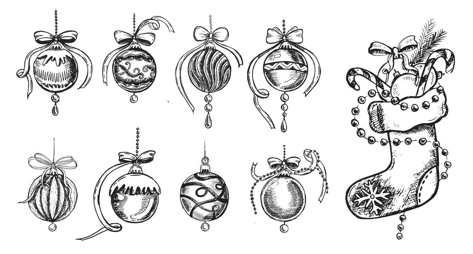 Christmas pattern in sketch style. Hand drawn illustration. vector