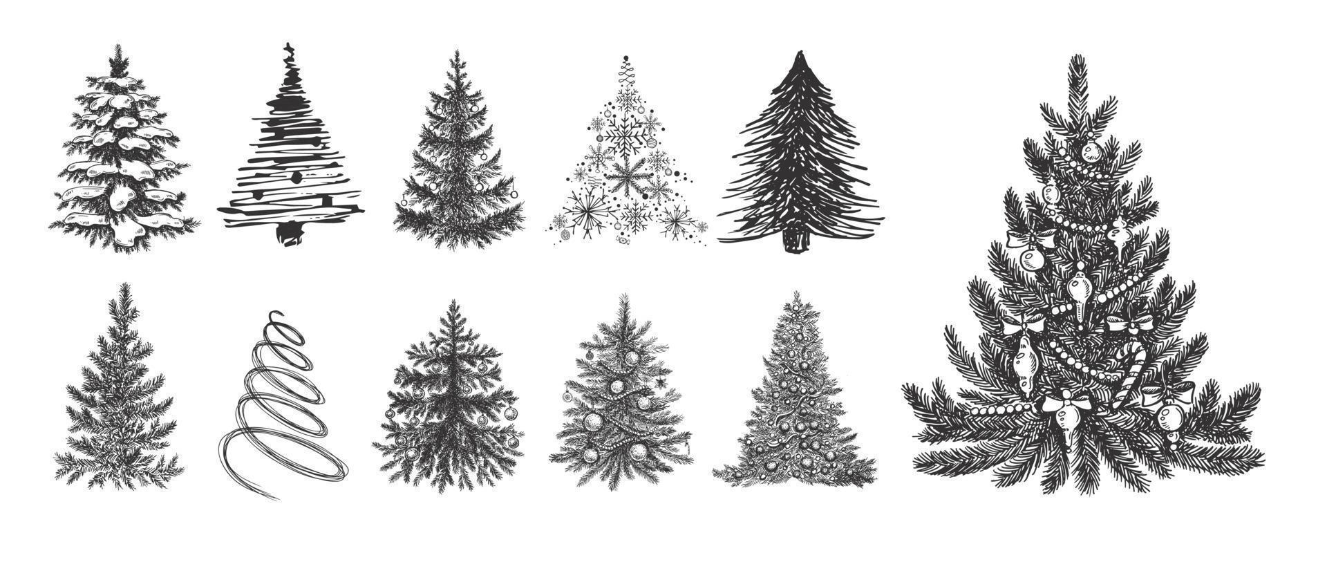 Christmas tree. Hand drawn illustration. vector