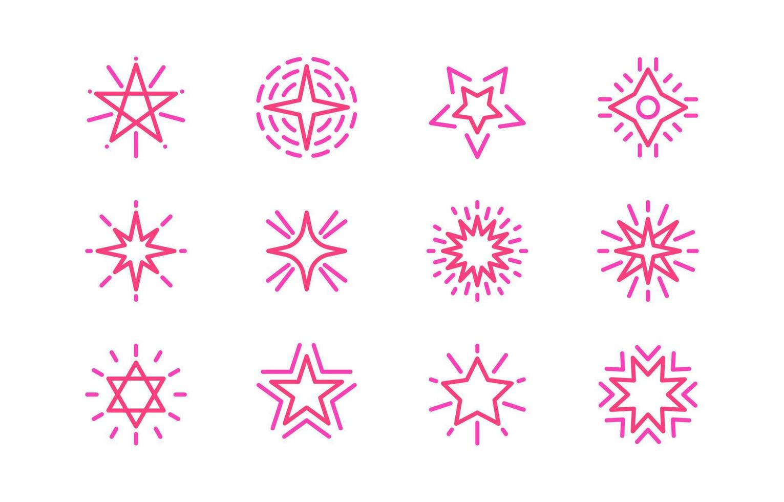 Line Art Icon Set Stars vector
