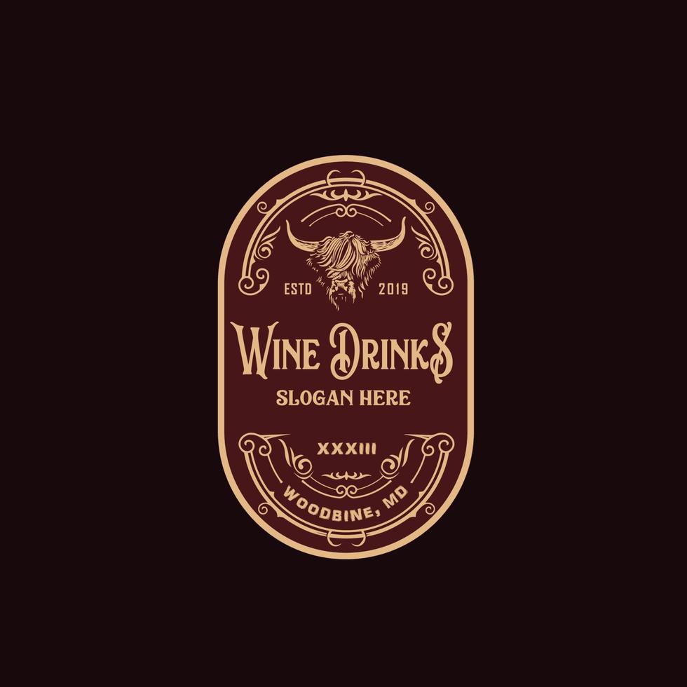 etiquetas de vino vintage. alcohol, vino, champán, bebidas, insignias de estilo lujoso con imágenes de siluetas de viñedos e imágenes de vectores de uvas. ilustración de vino de bebida alcohólica, etiqueta de viñedo para bebida