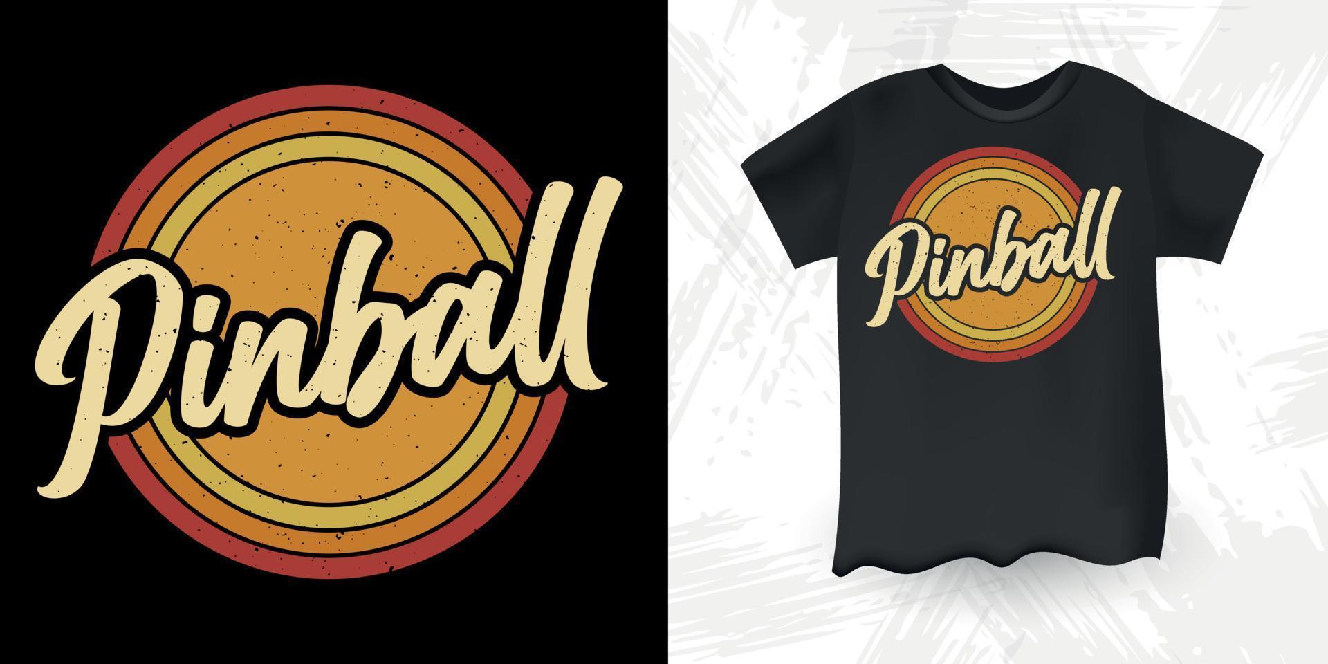 Funny Pinball Wizard Retro Vintage Pinball Player T-shirt Design vector