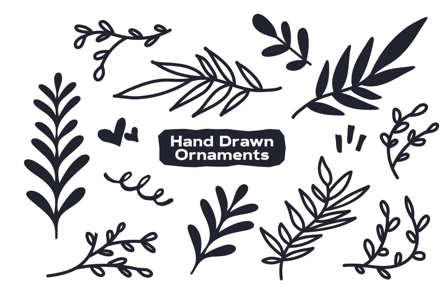 Hand Drawn Floral Ornaments Vector Design Element Collection