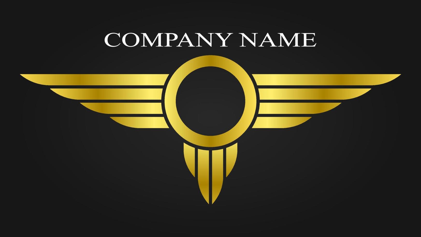 Stylized logo circle with wings and tail on black background vector