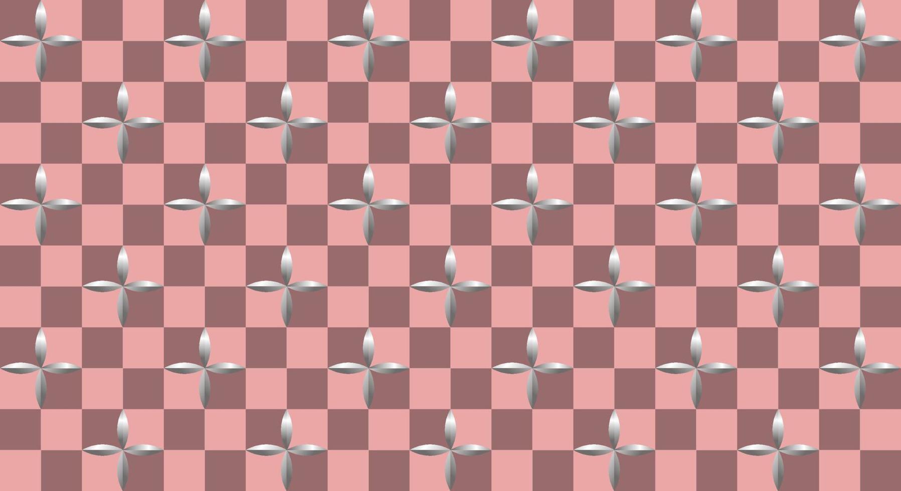 Chess pattern with silver leaves vector
