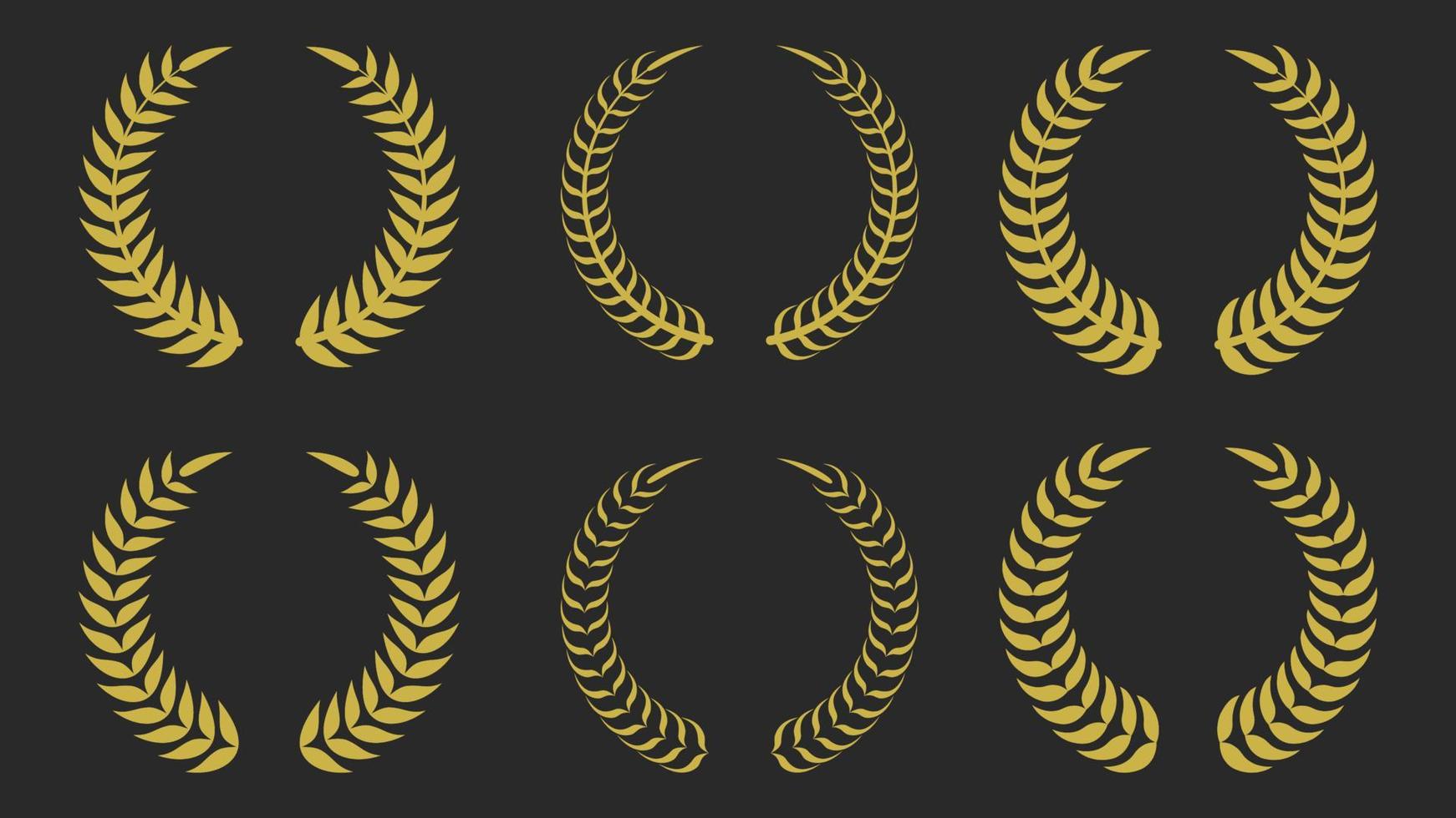 Set of the gold silhouette laurel wreaths vector