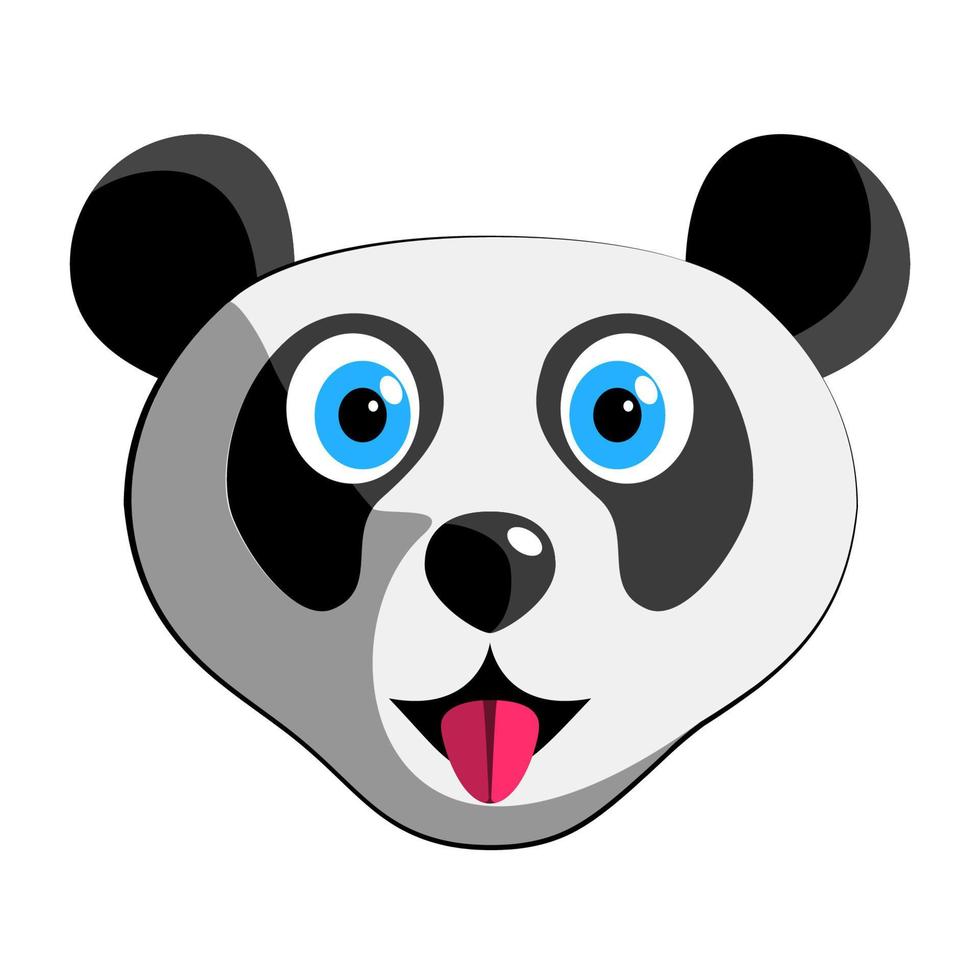 Cartoon Big Panda head isolated. vector