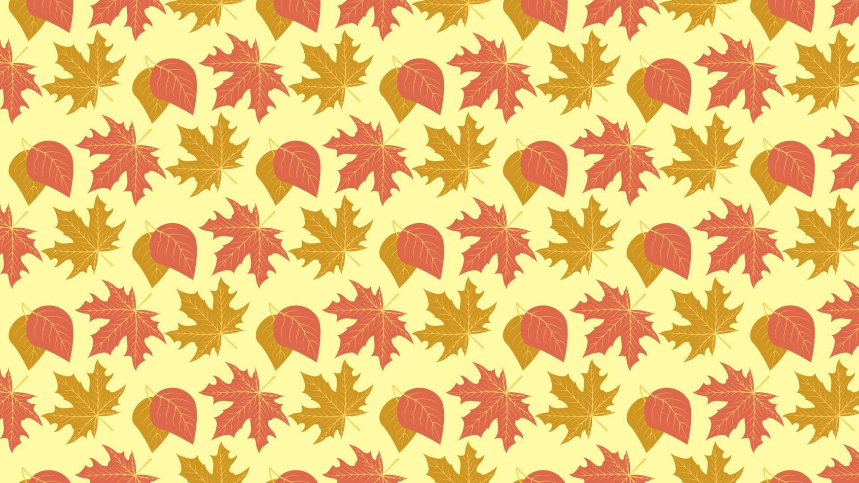 Red and yellow maple leaves and other tree leaves pattern vector