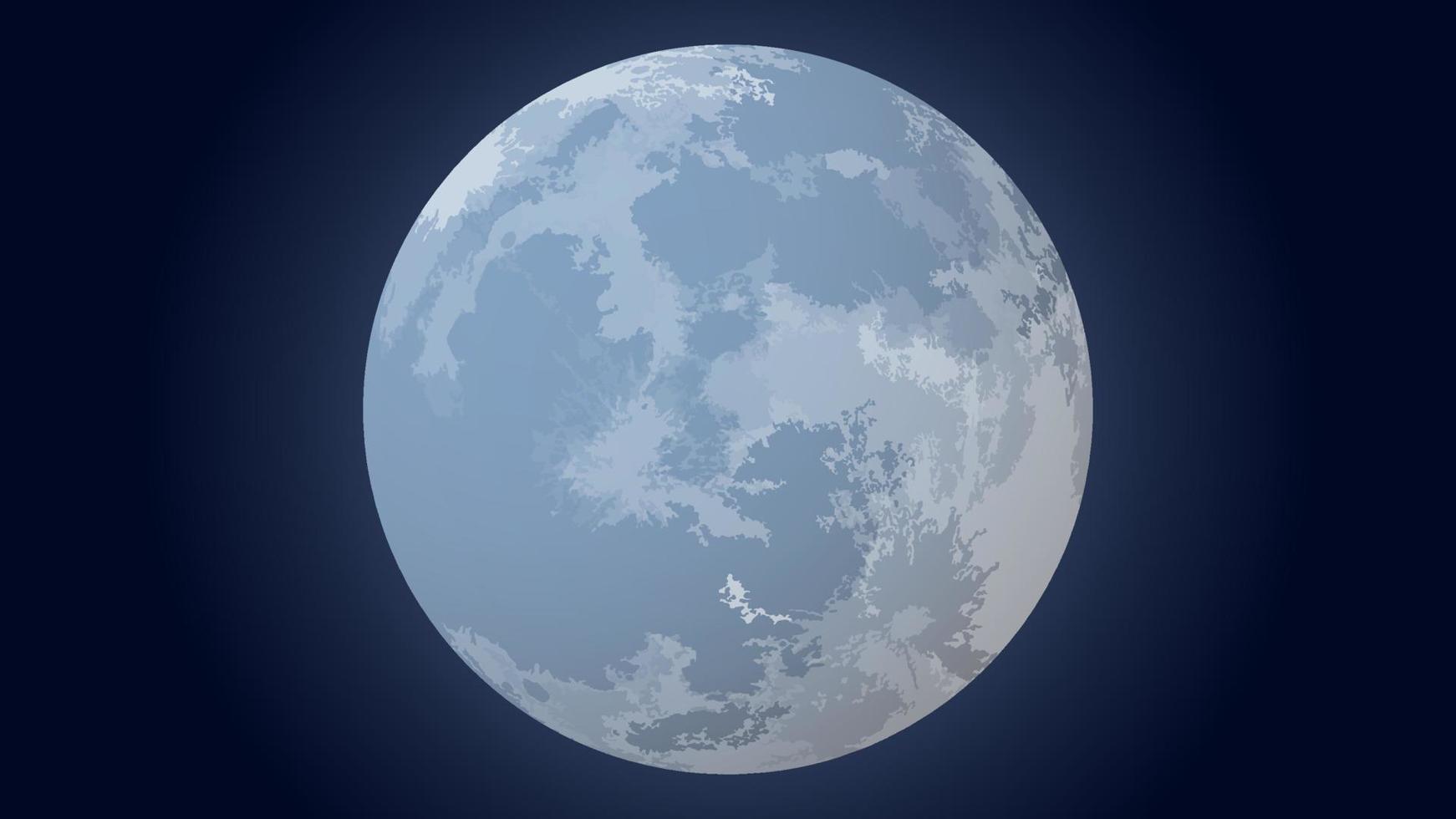 Full blue moon in the night sky. vector