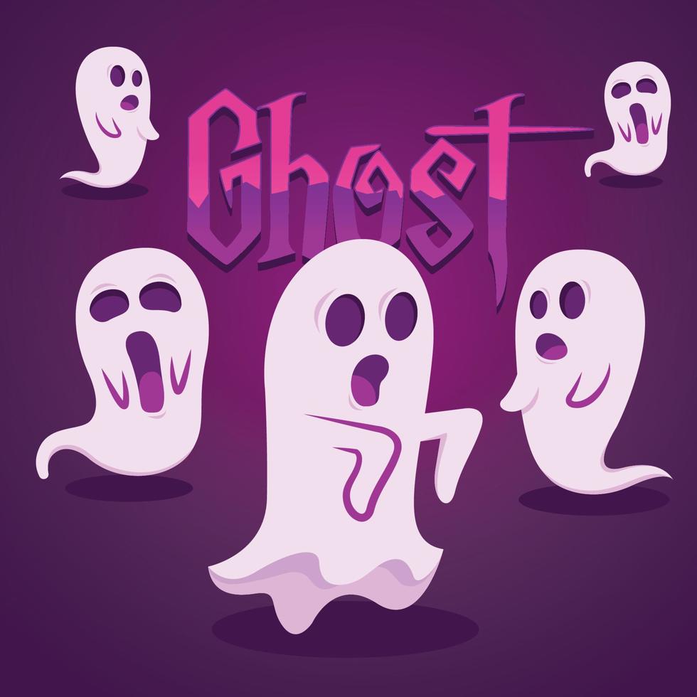 Funny Scary Ghost Halloween Trick Or Treat Vector Illustration Concept
