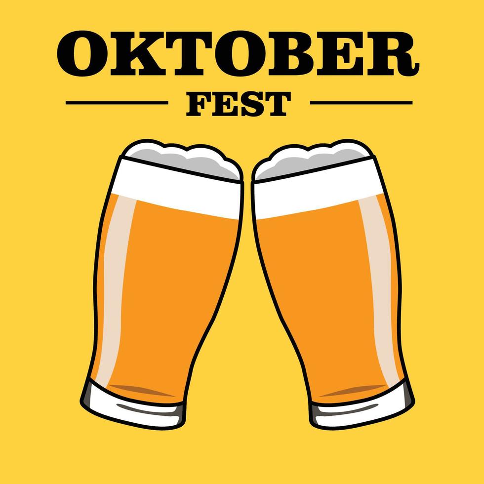 two glass of beer oktober fest vector design