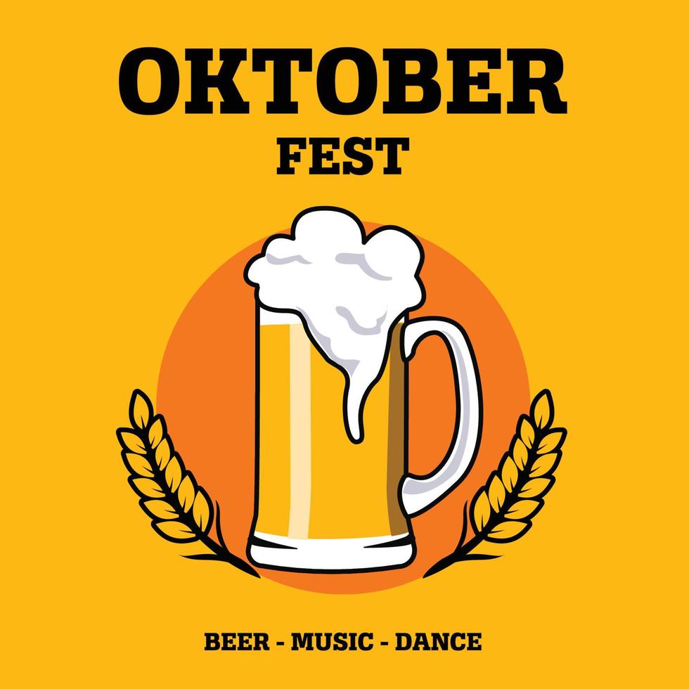 oktober fest cerveza y trigo vector diseño