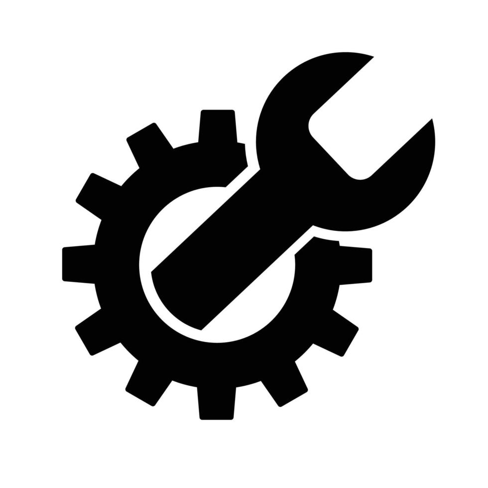 diseño de vector de icono de llave de engranaje