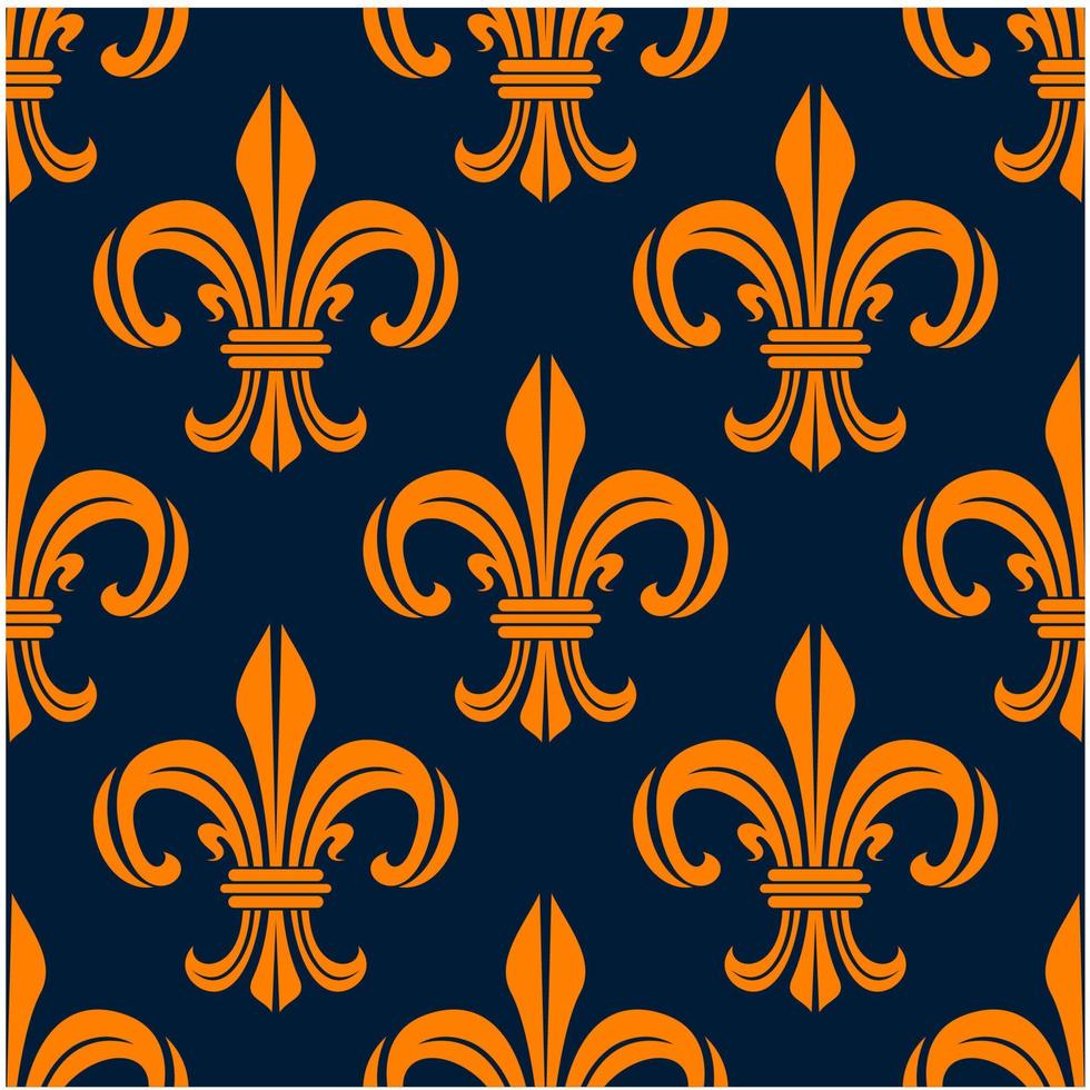 Seamless pattern with fleur-de-lis floral scrolls vector