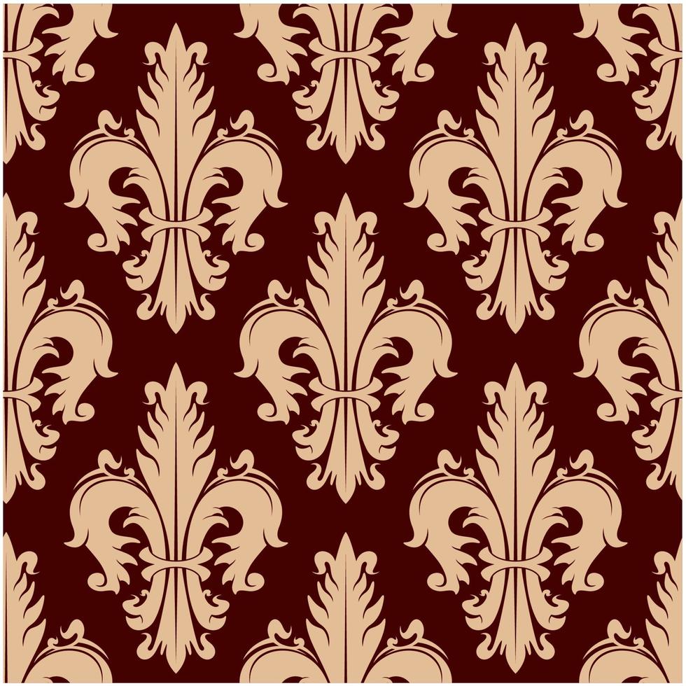 Fleur-de-lis seamless pattern with curly leaves vector