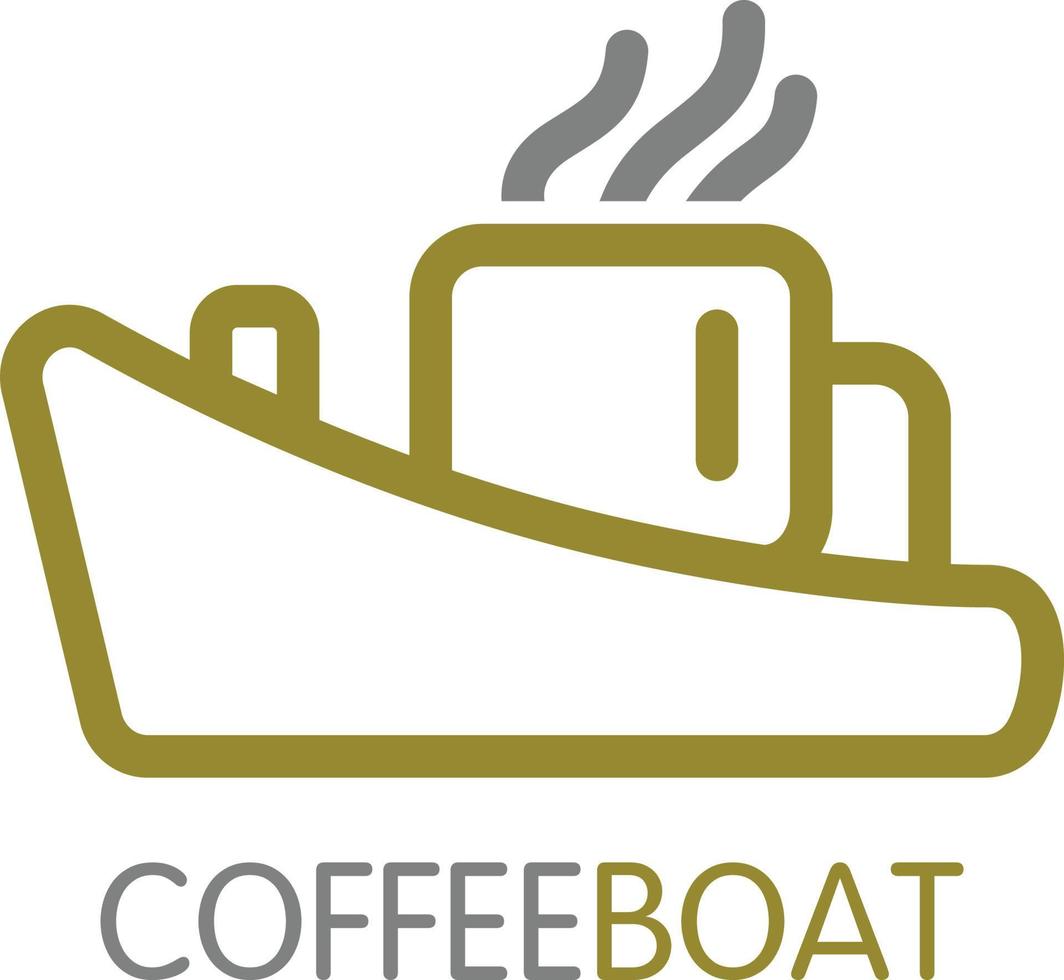 iconos de café y barco combinados en un mejor logotipo vector