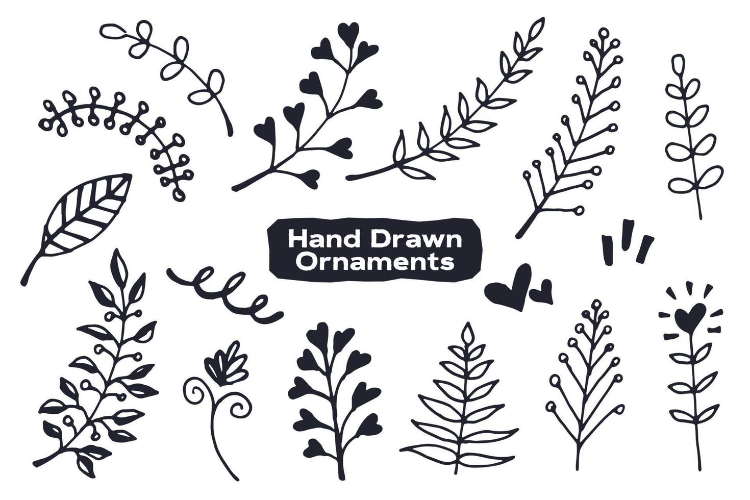 Hand Drawn Floral Ornaments Vector Design Element Collection
