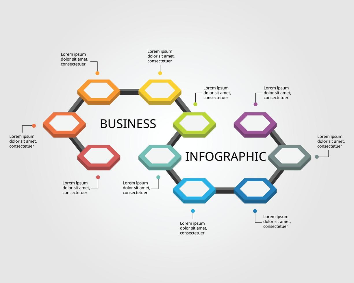 hexagon timeline chart template for infographic for presentation for 10 element vector