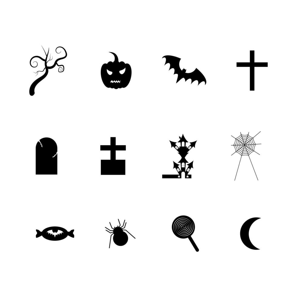iconos de halloween, conjunto de vectores en fondo blanco. puedes cambiar colores y dimensiones