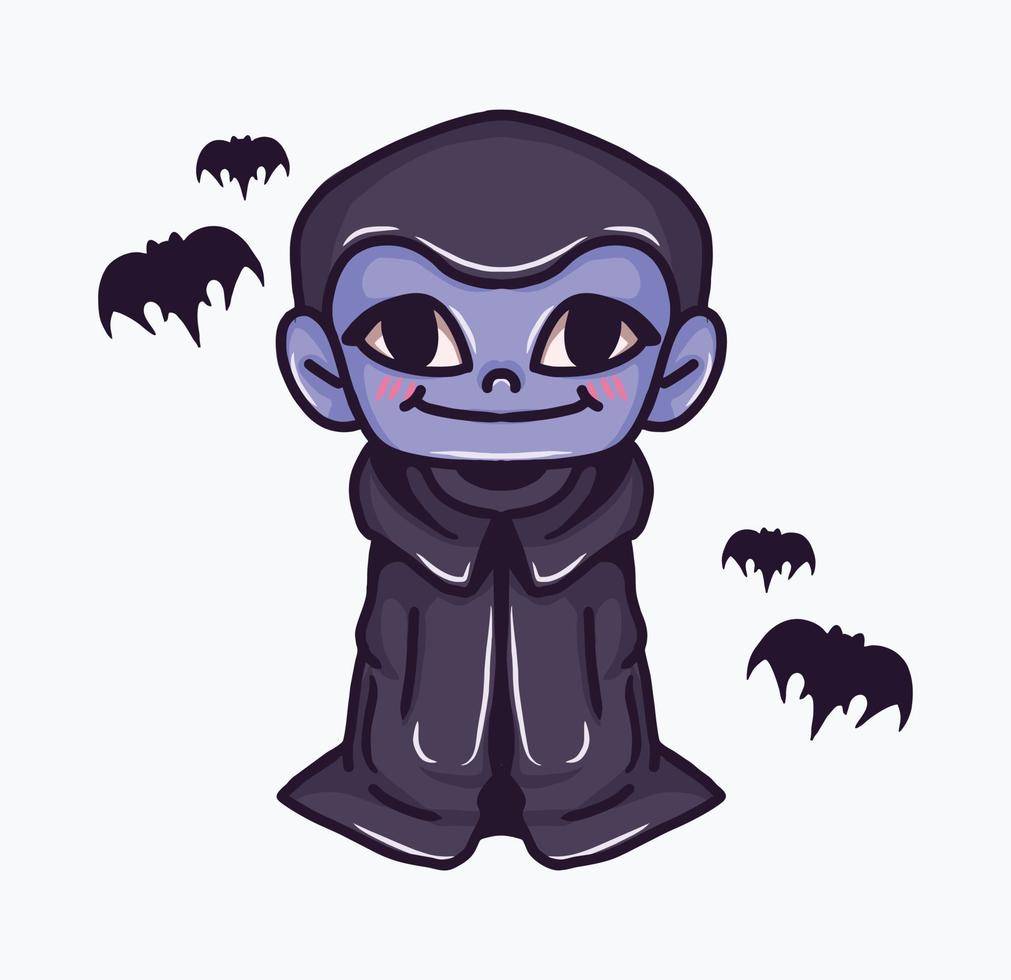 Vampire cartoon. Vector illustration with bat. on a white background
