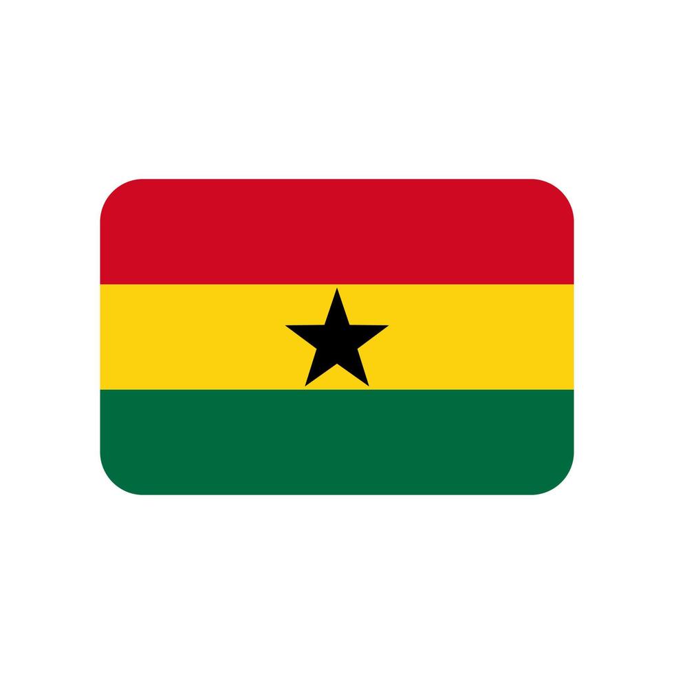 Ghana vector bandera con esquinas redondeadas aislado sobre fondo blanco.