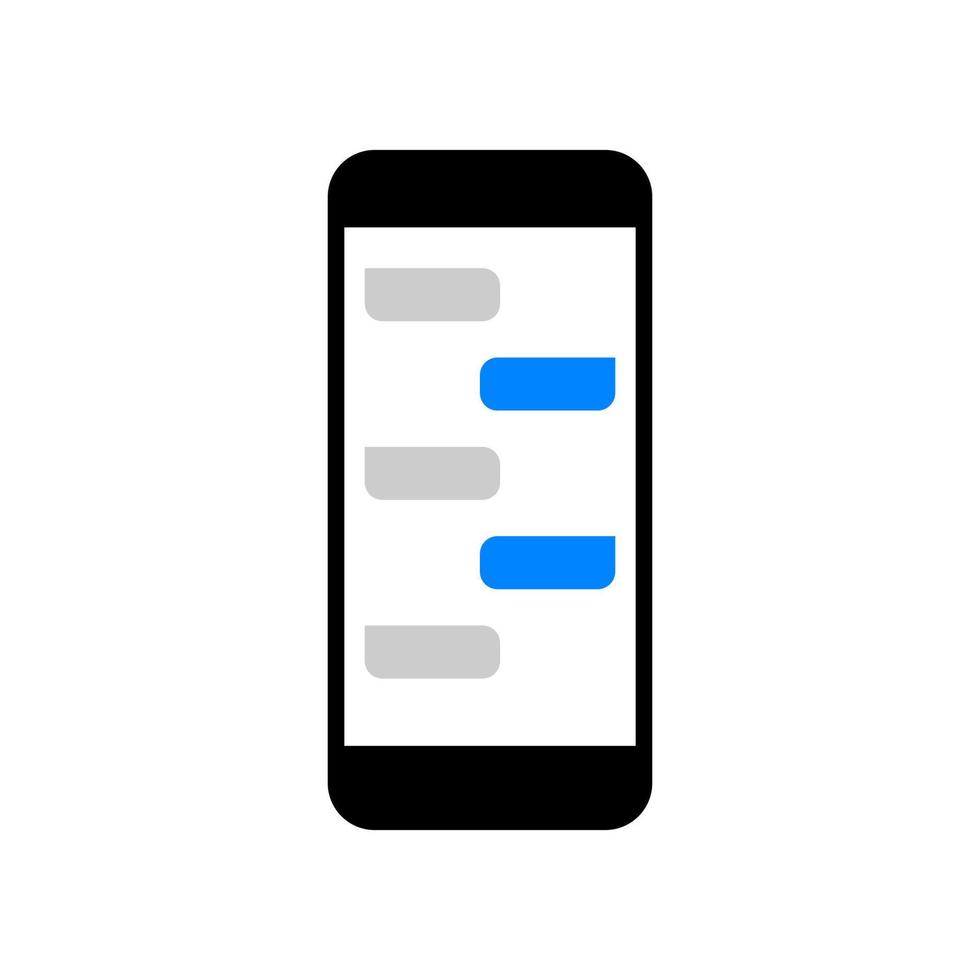 Smartphone message vector icon on white background