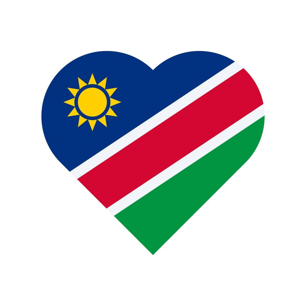 Namibia vector flag heart isolated on white background