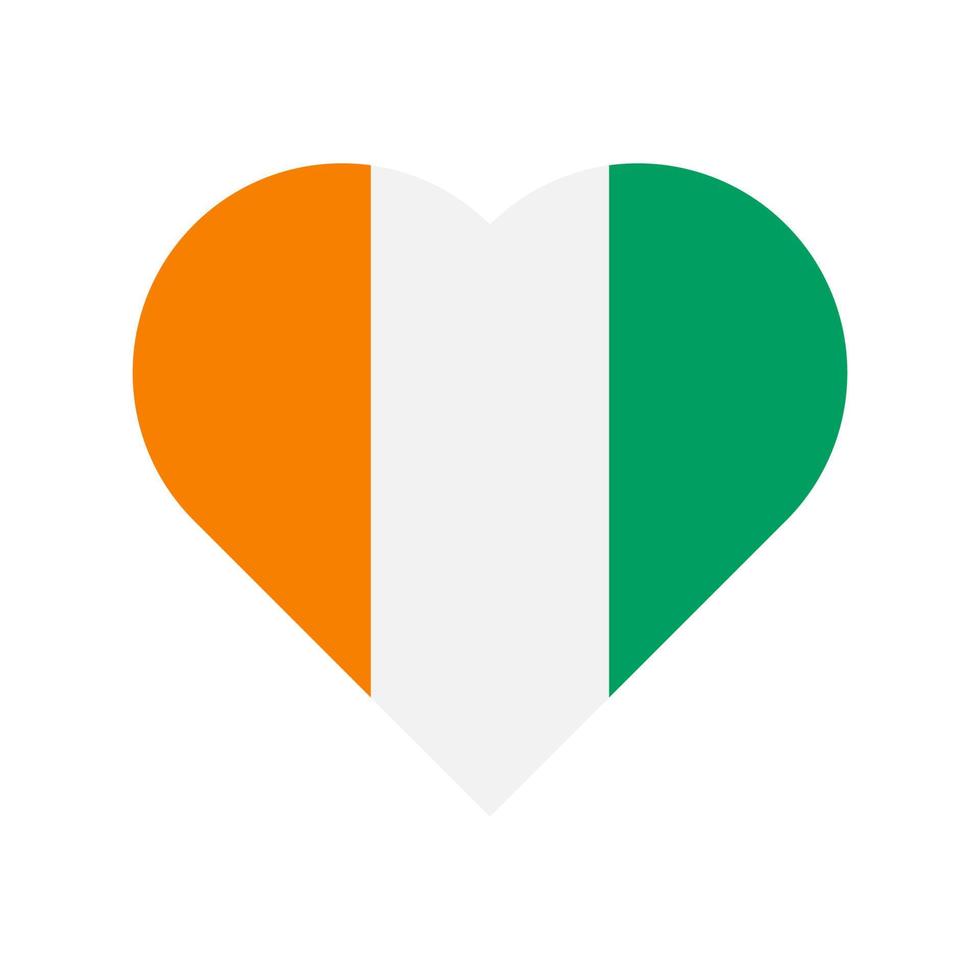 Ivory Coast vector flag heart isolated on white background