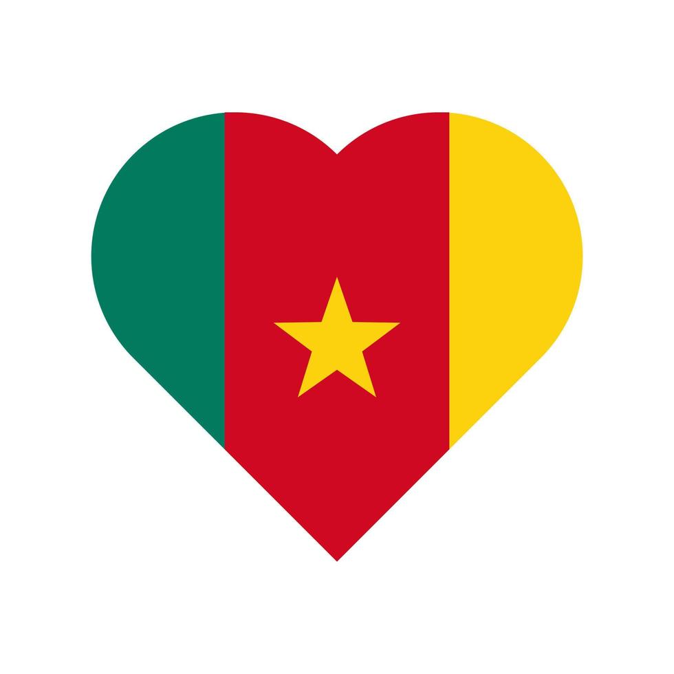 Cameroon vector flag heart isolated on white background