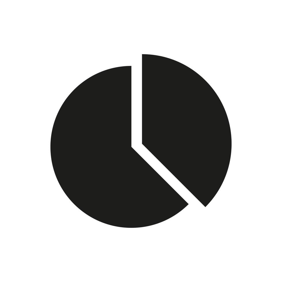 Pie chart black vector icon on white background