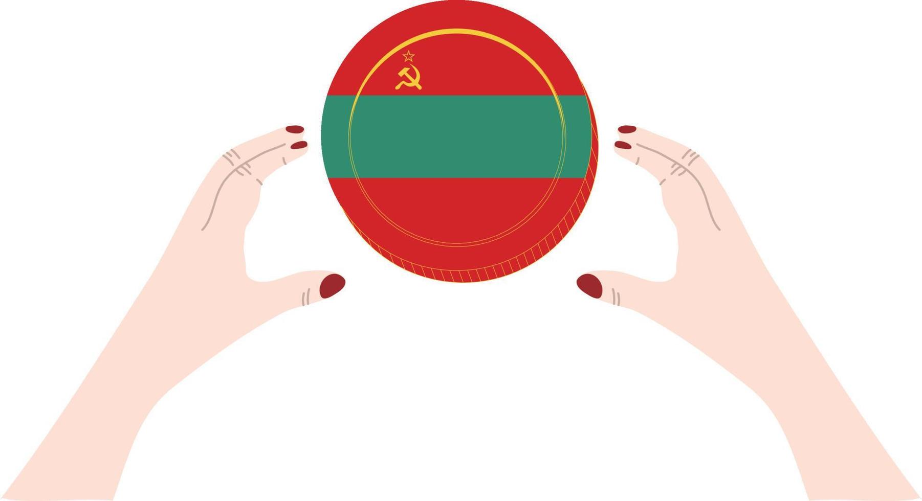 vector de bandera de transnistria dibujado a mano, vector de rublo de transnistria