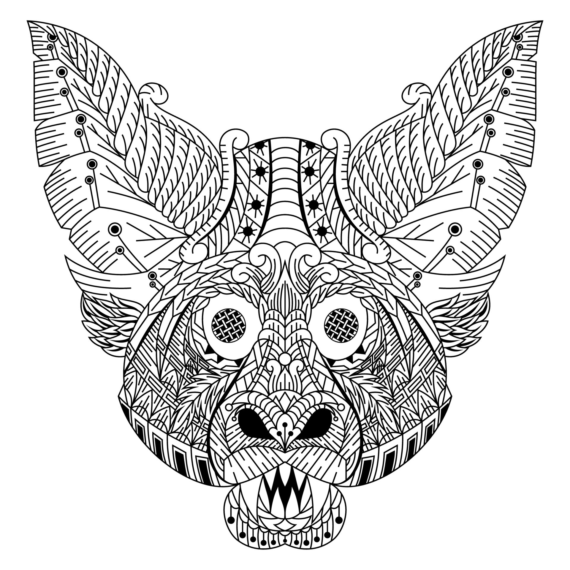 Bat head line art 11736506 Vector Art at Vecteezy