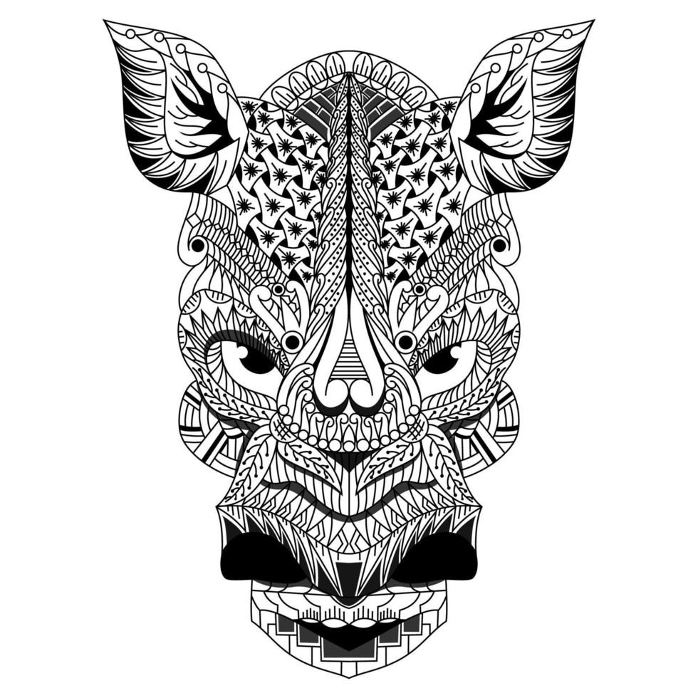 arte de línea de cabeza de rinoceronte vector