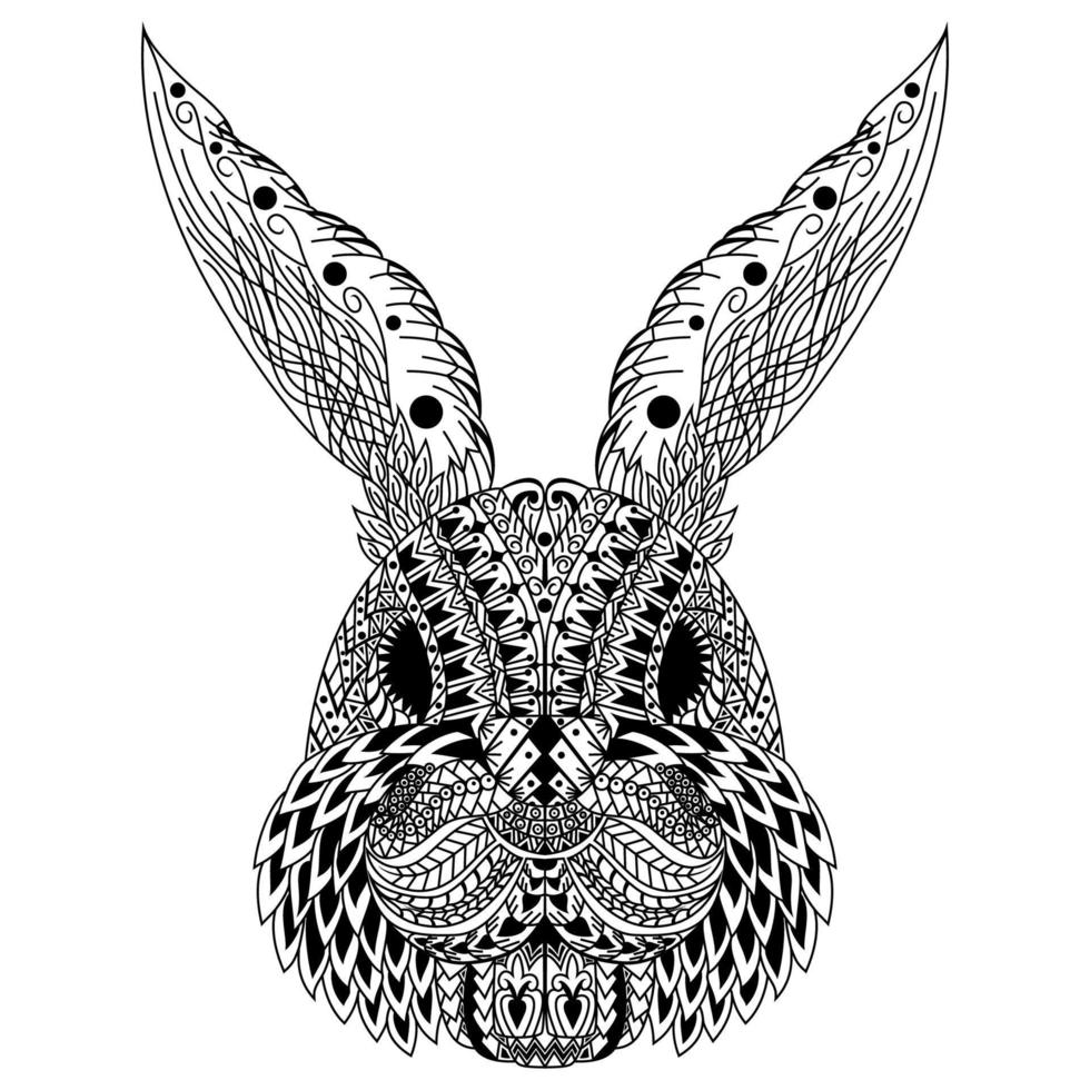 Rabbit head line art vector