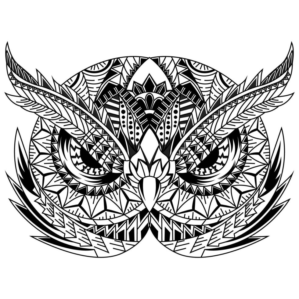 Owl head line art vector