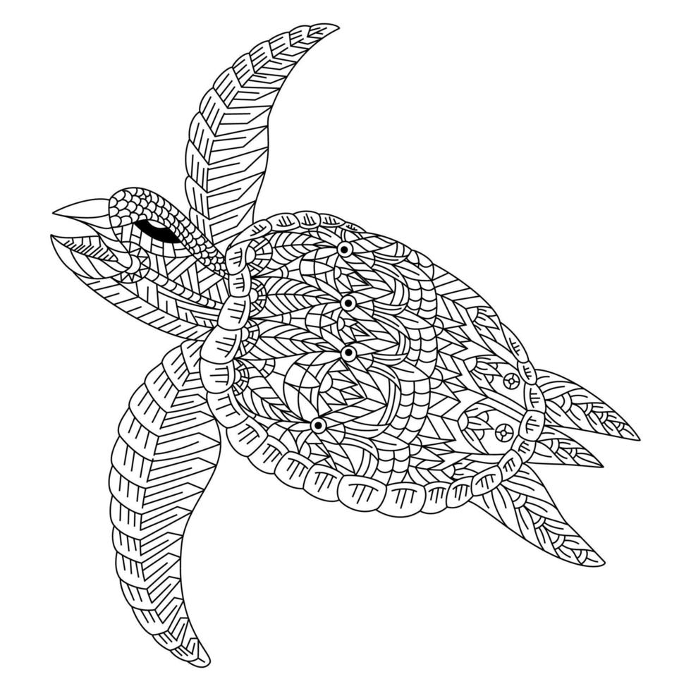 Turtle line art vector