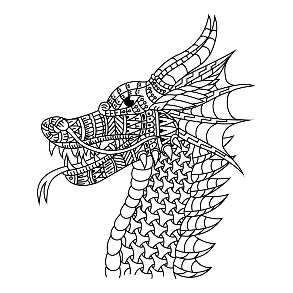 Dragon head line art 11736591 Vector Art at Vecteezy