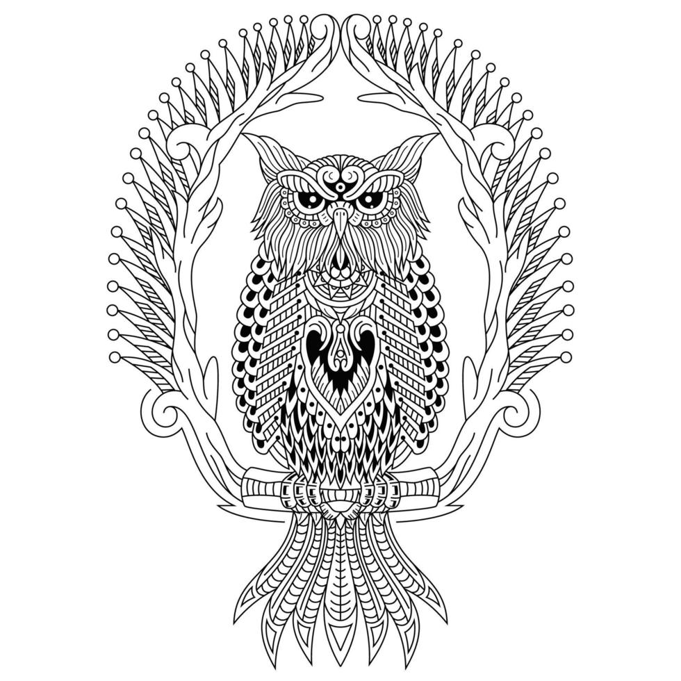 Owl line art vector