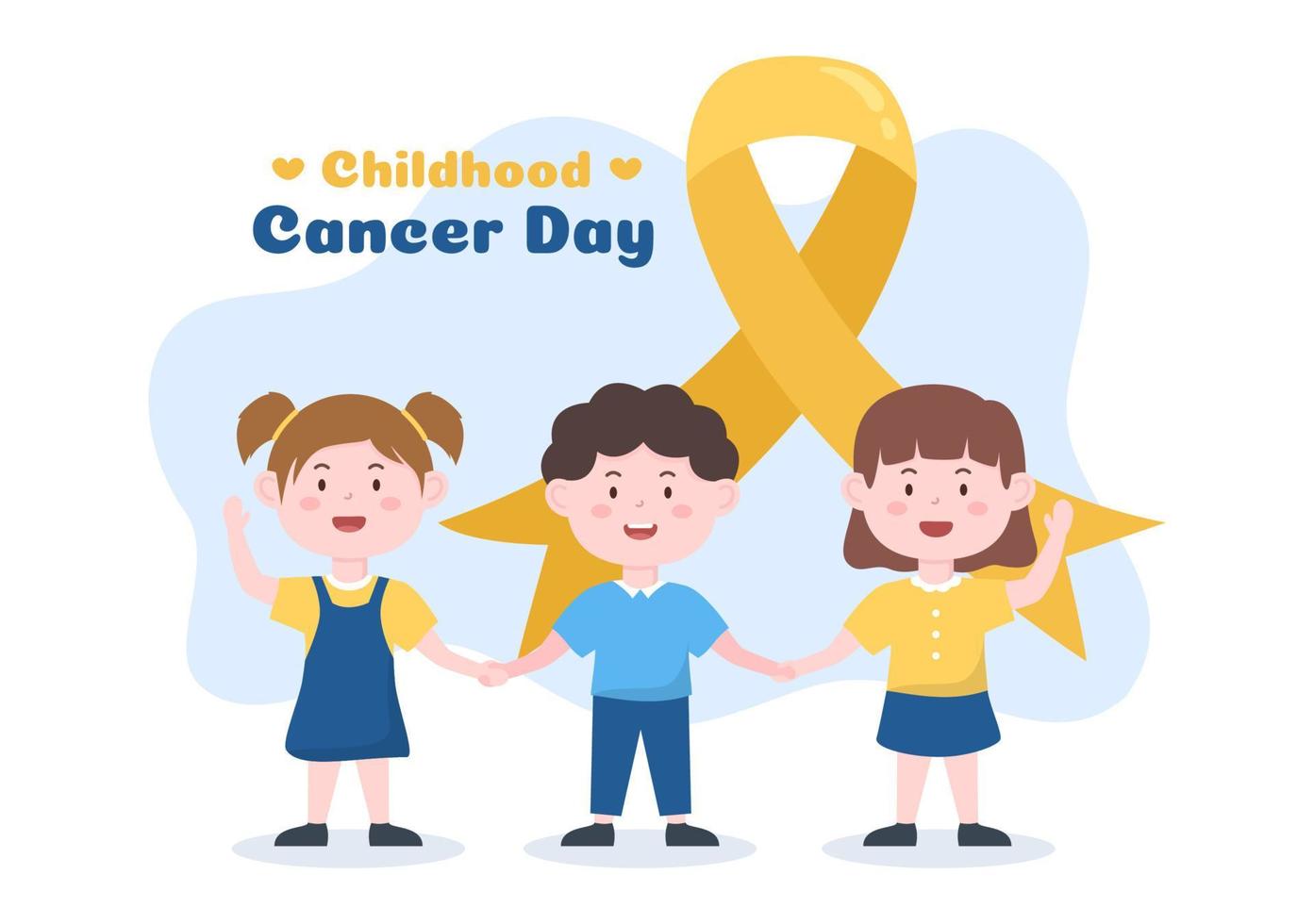 International Childhood Cancer Day Hand Drawn Cartoon Illustration on February 15 for Raising Funds, Promoting the Prevention and Express Support vector