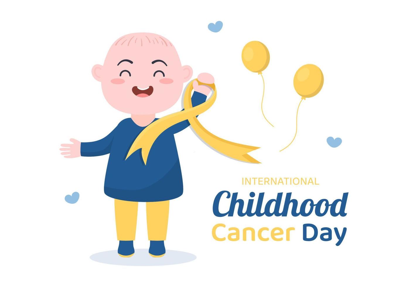 International Childhood Cancer Day Hand Drawn Cartoon Illustration on February 15 for Raising Funds, Promoting the Prevention and Express Support vector