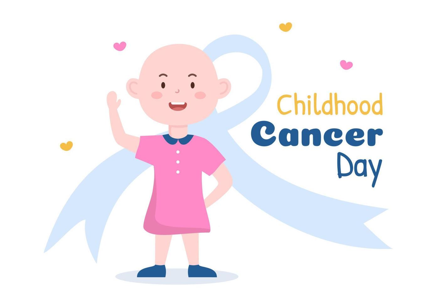 ilustración de dibujos animados dibujados a mano del día internacional del cáncer infantil el 15 de febrero para recaudar fondos, promover la prevención y expresar apoyo vector