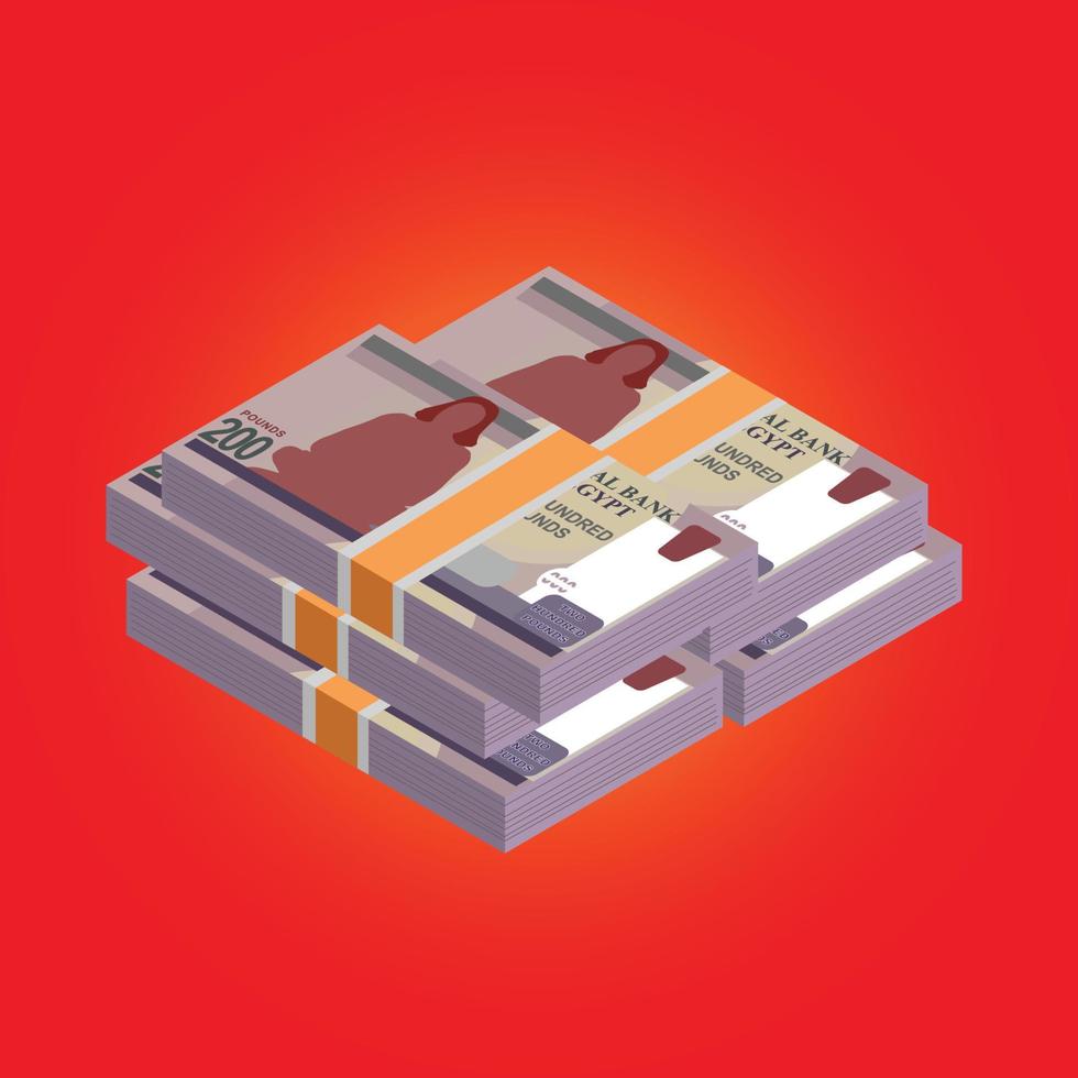 Vector illustration of stacks of Egyptian pound notes. editable and scalable eps